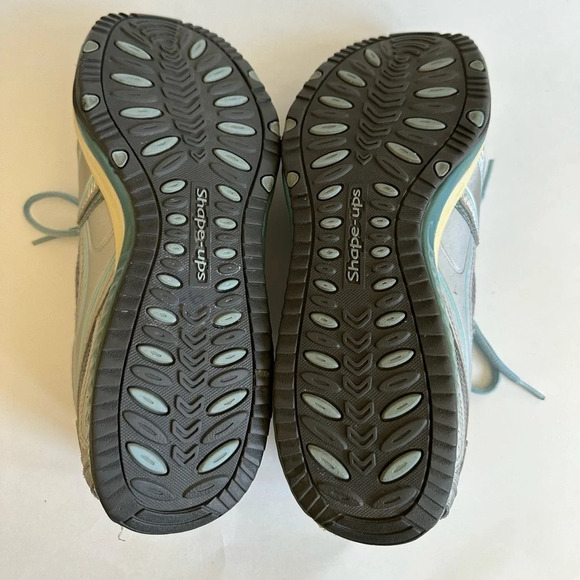 Skechers Womens Shape Ups 12320 Silver Blue Casual Shoes Sneakers Sz 8 Leather - Picture 6 of 13
